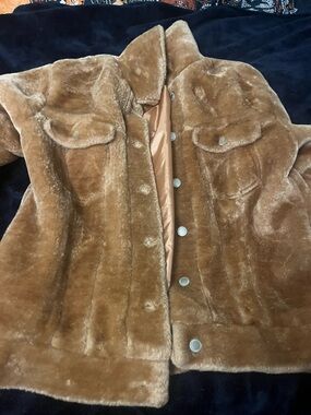 BKE Faux Fur Jacket in Caramel